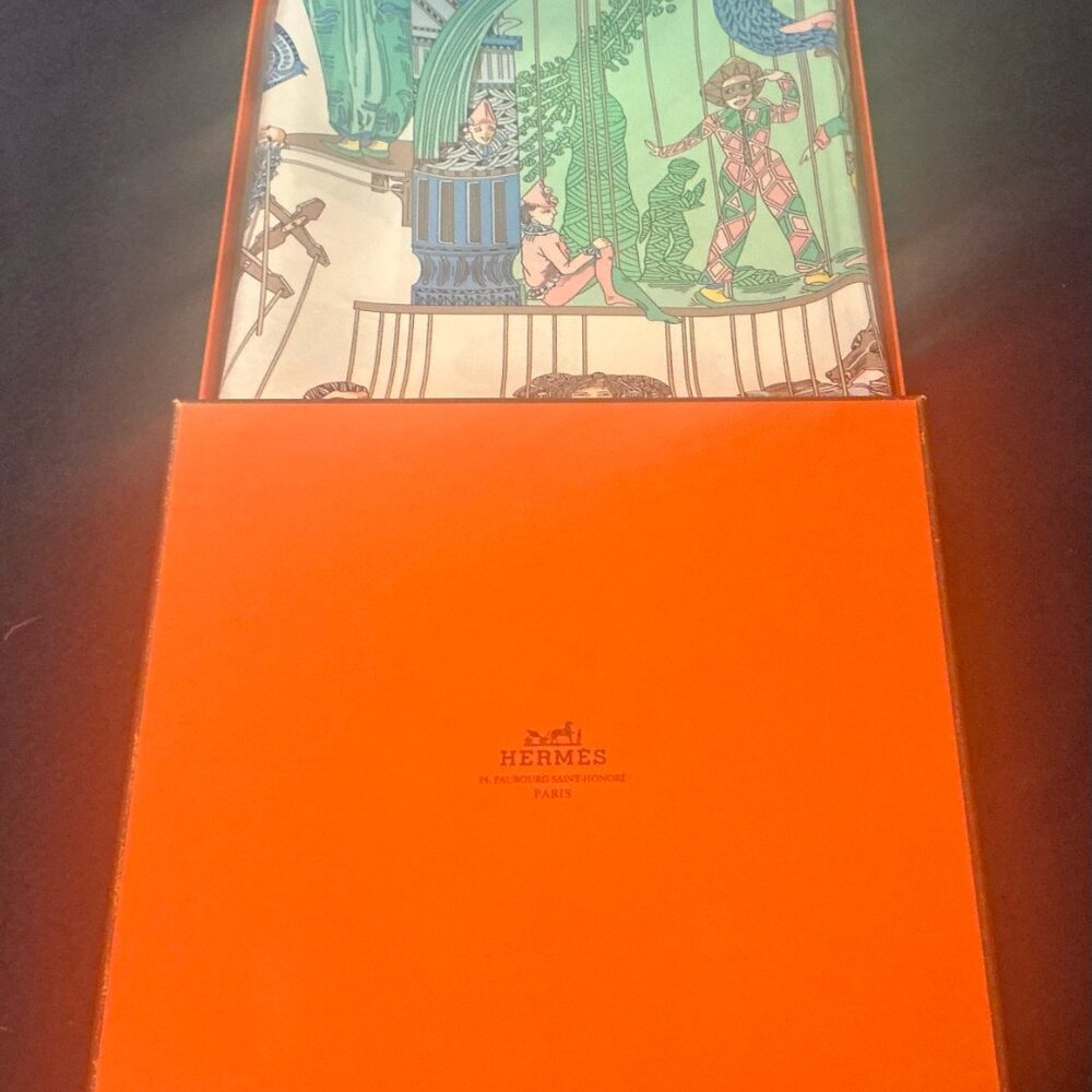 Hermes silk scarf.  "Le Temps de Marionnette" - Picture 5 of 5